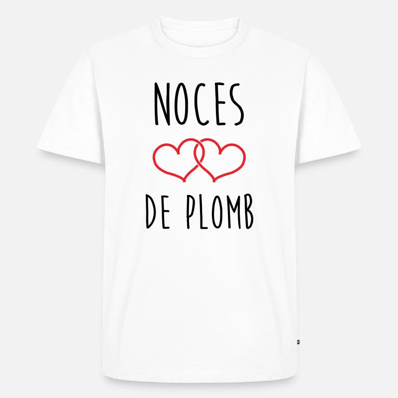 Lead Wedding 14 Jahre Ehe - Männer Premium Bio T-Shirt - Weiß