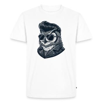 Cool Owl Rock and Roll 60s Sunglasses Hairstyle - Men's Premium Organic T-Shirt - white - Front - Nico (187cm)