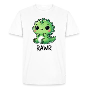 Cute Dino T-Rex Dinosaur Cartoon Chibi Roar - Men's Premium Organic T-Shirt - white - Front - Nico (187cm)