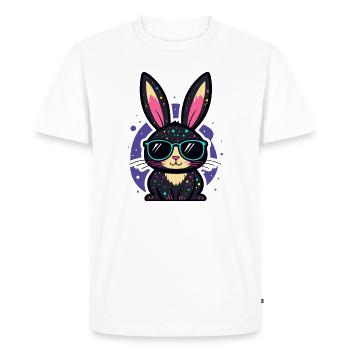 Chic neon bunny with glasses - Men's Premium Organic T-Shirt - white - Front - Nico (187cm)