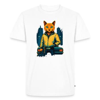 Neon Cat City Style – Cool Cat Design - Men's Premium Organic T-Shirt - white - Front - Nico (187cm)