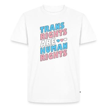 Mois de la Fierté LGBTQ - Les droits des personnes trans sont des droits humains - T-shirt Premium bio Homme - blanc - Devant - Nico (187cm)