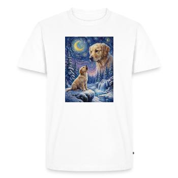 Hurler au mème de la lune Chien Golden Retriever - T-shirt Premium bio Homme - blanc - Devant - Nico (187cm)