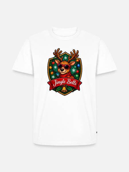 Jingle Bells Rentier Sonnenbrille - Männer Premium Bio T-Shirt - Weiß