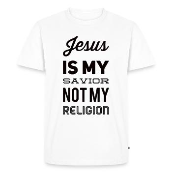 Jésus est mon Sauveur et non ma religion - T-shirt Premium bio Homme - blanc - Devant - Nico (187cm)