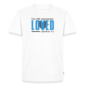 You are loved. Christian - Men's Premium Organic T-Shirt - white - Front - Nico (187cm)