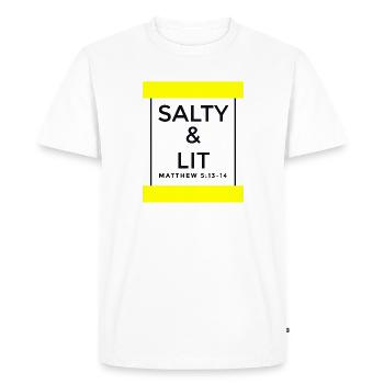 Sel et lumière - Christian - T-shirt Premium bio Homme - blanc - Devant - Nico (187cm)
