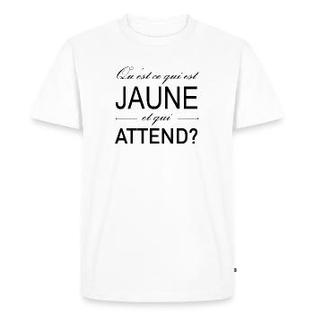 Jaune attend - T-shirt Premium bio Homme - blanc - Devant - Nico (187cm)