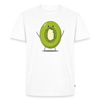Kiwi joyeux avec bras et jambes - T-shirt Premium bio Homme - blanc - Devant - Nico (187cm)