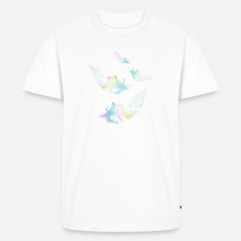 Regenbogenfedern - Männer Premium Bio T-Shirt - Weiß