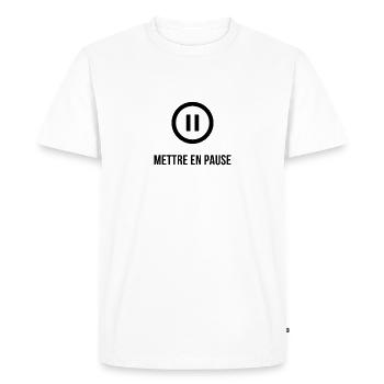 Mettre en pause - T-shirt Premium bio Homme - blanc - Devant - Nico (187cm)