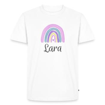 Sweet rainbow with name - Lara - Men's Premium Organic T-Shirt - white - Front - Nico (187cm)