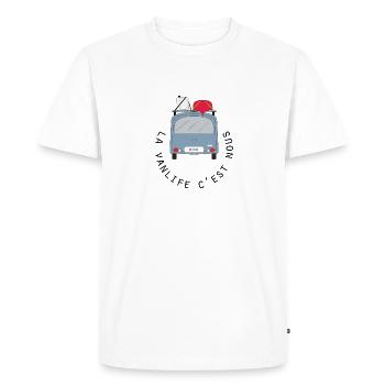 La van life c'est nous - T-shirt Premium bio Homme - blanc - Devant - Nico (187cm)