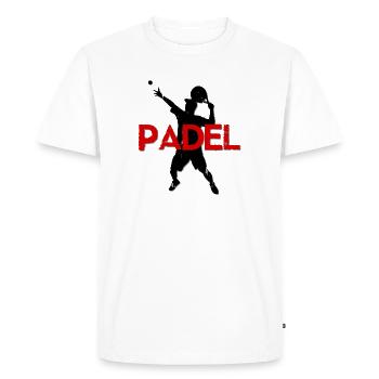 Padel Noir - Rouge - T-shirt Premium bio Homme - blanc - Devant - Nico (187cm)