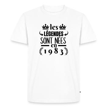 les légendes sont nées en 1983 - T-shirt Premium bio Homme - blanc - Devant - Nico (187cm)