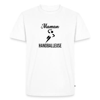 maman cadeau pour la fête des mère handballeuse - T-shirt Premium bio Homme - blanc - Devant - Nico (187cm)