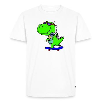 Dino at Skating COOL Skaters Dino - Men's Premium Organic T-Shirt - white - Front - Nico (187cm)
