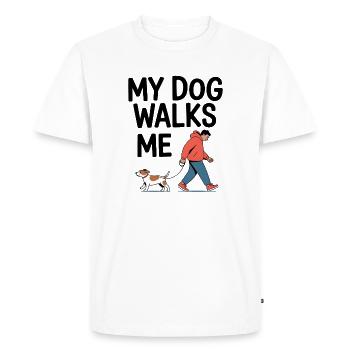 Mon chien me promène - T-shirt Premium bio Homme - blanc - Devant - Nico (187cm)