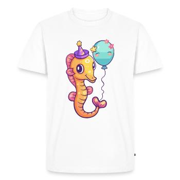 Bande dessinée d’anniversaire hippocampe - T-shirt Premium bio Homme - blanc - Devant - Nico (187cm)