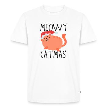 Cadeau chat miaou noël cadeau de noël - T-shirt Premium bio Homme - blanc - Devant - Nico (187cm)