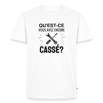 qu'est-ce que vous avez encore cassé - T-shirt Premium bio Homme - blanc - Devant - Nico (187cm)