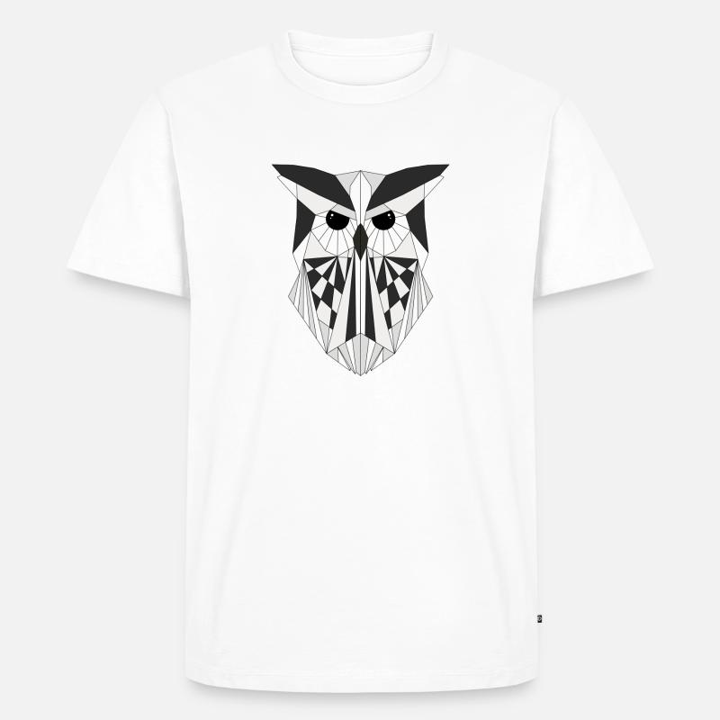 Weiße Eule geometrisch - Männer Premium Bio T-Shirt - Weiß