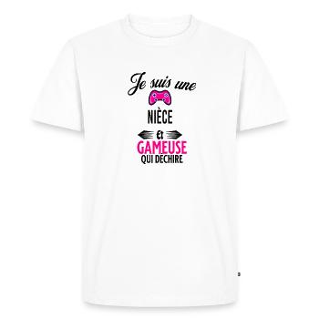 je suis gameuse qui déchire et nièce - T-shirt Premium bio Homme - blanc - Devant - Nico (187cm)