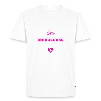 pas facile d'être Bricoleuse et Sœur - T-shirt Premium bio Homme - blanc - Devant - Nico (187cm)
