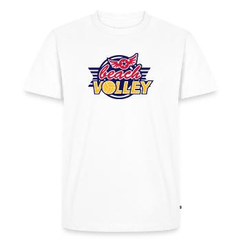 Beach Volley (emblème, lettrage) - T-shirt Premium bio Homme - blanc - Devant - Nico (187cm)