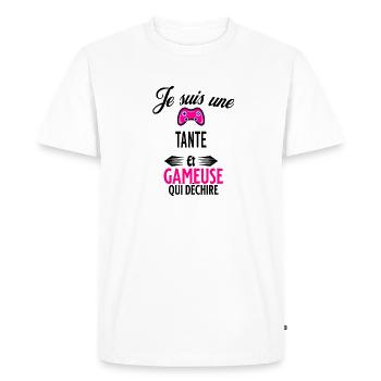 je suis gameuse qui déchire et tante - T-shirt Premium bio Homme - blanc - Devant - Nico (187cm)