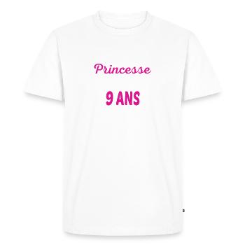 Cette Princesse vient d'avoir 9 ans - T-shirt Premium bio Homme - blanc - Devant - Nico (187cm)