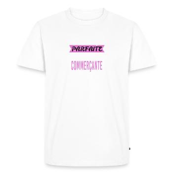 Je ne suis pas parfaite commerçante - T-shirt Premium bio Homme - blanc - Devant - Nico (187cm)