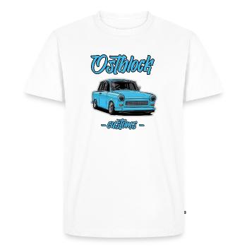 Trabi Illustration // Bloc de l’Est - T-shirt Premium bio Homme - blanc - Devant - Nico (187cm)