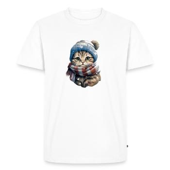 Cat in winter - Men's Premium Organic T-Shirt - white - Front - Nico (187cm)