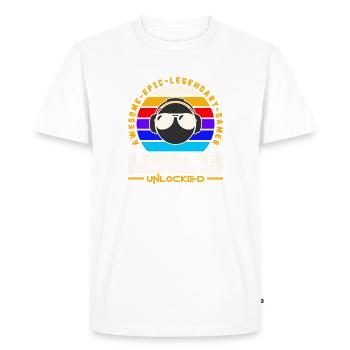 Level 13 - Men's Premium Organic T-Shirt - white - Front - Nico (187cm)