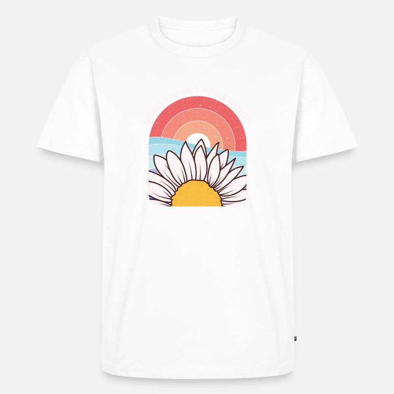 Gänseblümchen und Sonne Inspirierende Phrasengrafik - Männer Premium Bio T-Shirt - Weiß