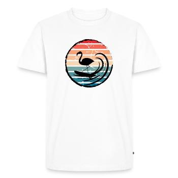 Surfer Flamingo - T-shirt Premium bio Homme - blanc - Devant - Nico (187cm)