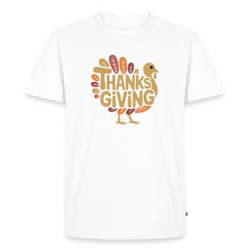 Thanksgiving Turkey - Cool Vintage Comic Logo - Men's Premium Organic T-Shirt - white - Front - Nico (187cm)