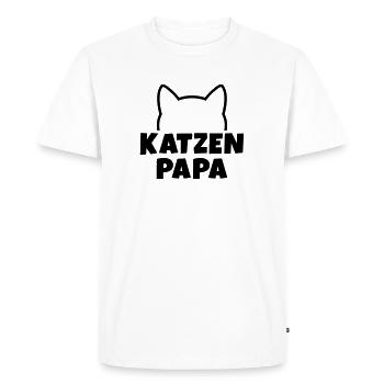 Katzenpapa - Männer Premium Bio T-Shirt - Weiß - Vorne - Nico (187cm)
