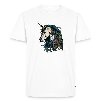 Licorne Elfes Créature mythique Tatouage Dessin Cheval - T-shirt Premium bio Homme - blanc - Devant - Nico (187cm)