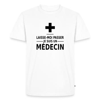 laisse-moi passer je suis un médecin - Men's Premium Organic T-Shirt - white - Front - Nico (187cm)