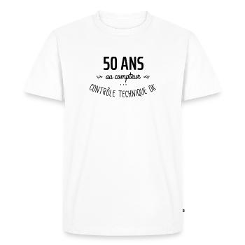 50 ans au compteur - T-shirt Premium bio Homme - blanc - Devant - Nico (187cm)