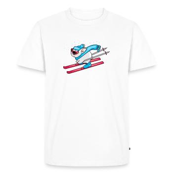 Drôle de lapin sur les skis - T-shirt Premium bio Homme - blanc - Devant - Nico (187cm)