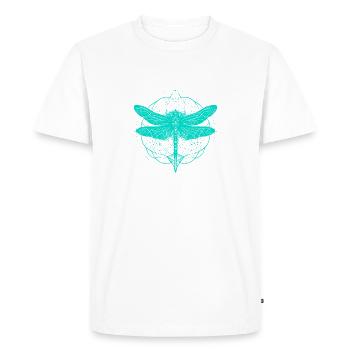 Libellule avec ornement turquoise - Géométrie sacrée - T-shirt Premium bio Homme - blanc - Devant - Nico (187cm)