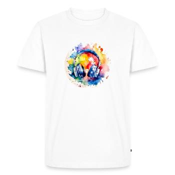 Casque audio coloré Musique - T-shirt Premium bio Homme - blanc - Devant - Nico (187cm)