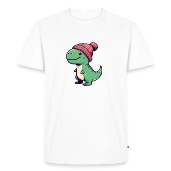 Dinosaure dinosaure T-Rex vert avec bonnet - T-shirt Premium bio Homme - blanc - Devant - Nico (187cm)