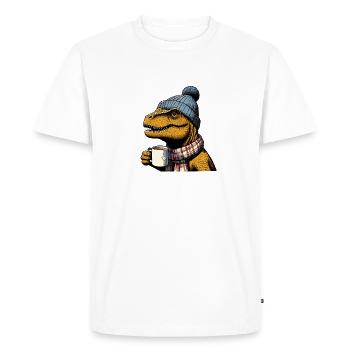 T-Rex Dino dinosaure bonnet chapeau café thé Rex - T-shirt Premium bio Homme - blanc - Devant - Nico (187cm)