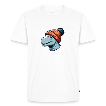Bébé T Rex Dino dinosaure bonnet chapeau tête - T-shirt Premium bio Homme - blanc - Devant - Nico (187cm)
