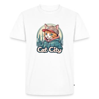Mode urbaine stylée : les tendances de Kitten City - T-shirt Premium bio Homme - blanc - Devant - Nico (187cm)