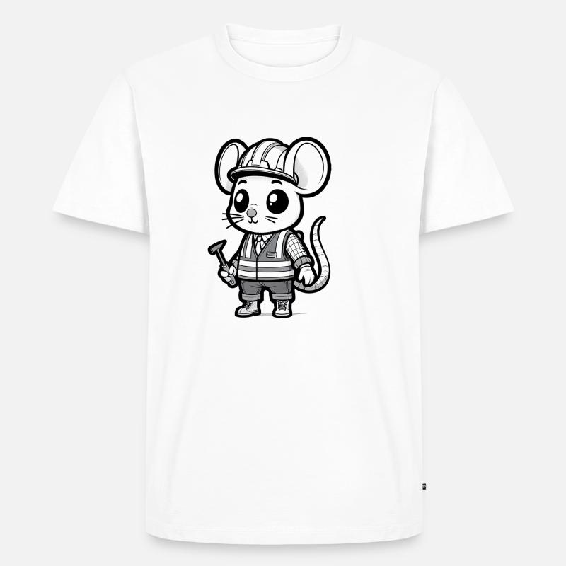 Cute Mouse Construction Worker - Männer Premium Bio T-Shirt - Weiß